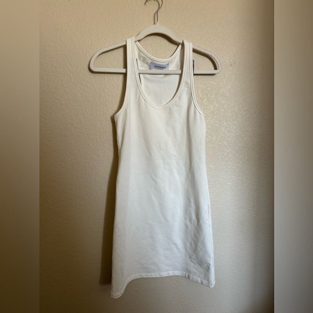 SPRWMN city tank mini dress sz medium racerback off - white